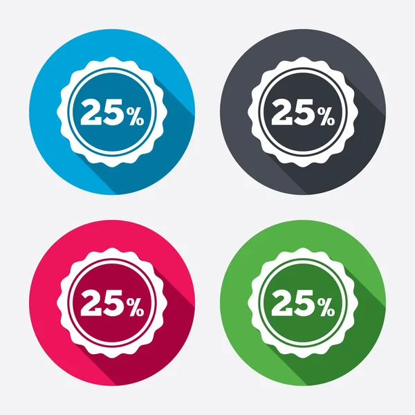 25 pour cent signes de réduction — Image vectorielle