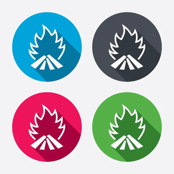 Fuego signos de llama iconos — Vector de stock