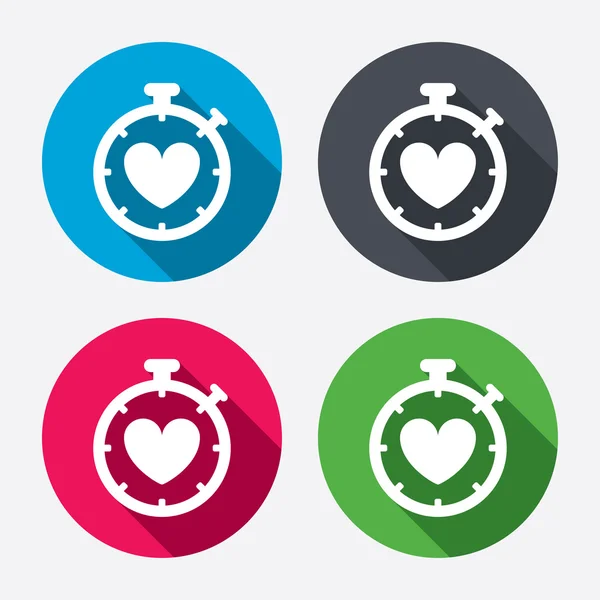 Ícones de sinal Heart Timer — Vetor de Stock