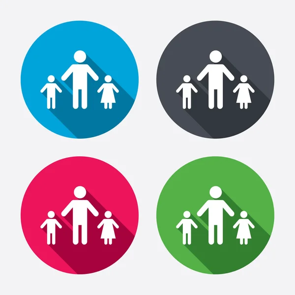 Famille monoparentale avec deux enfants signes — Image vectorielle