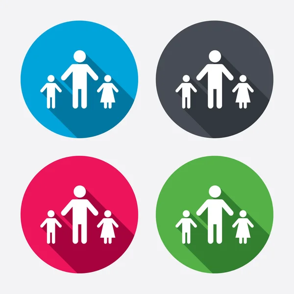 Familia monoparental con dos signos de hijos — Vector de stock