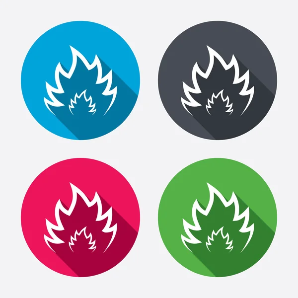 Fuego signos de llama iconos — Vector de stock