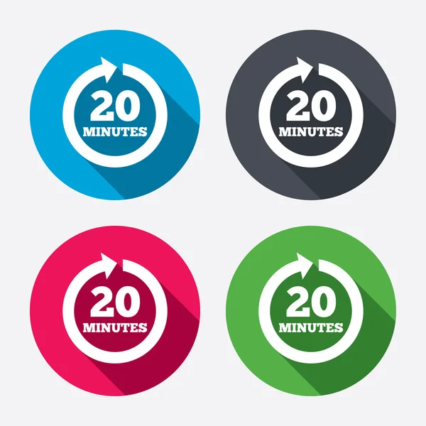 Every 20 minutes sign icons — Stock Vector