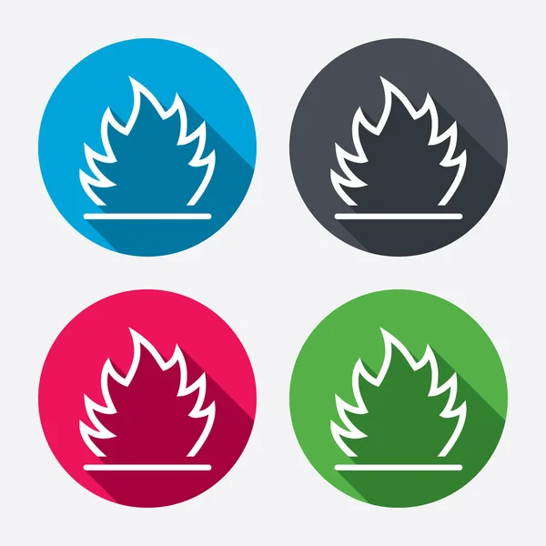 Fuego signos de llama iconos — Vector de stock