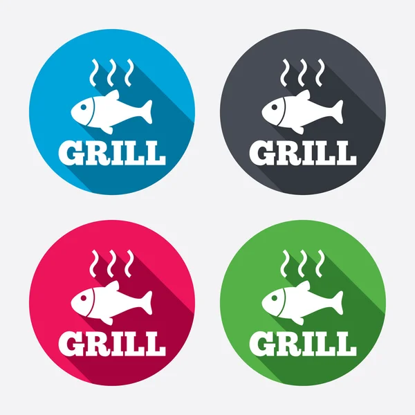 Fish grill hot icons — Stock Vector