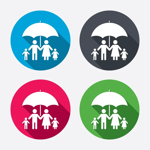 Komplett familj försäkring ikoner — Stock vektor