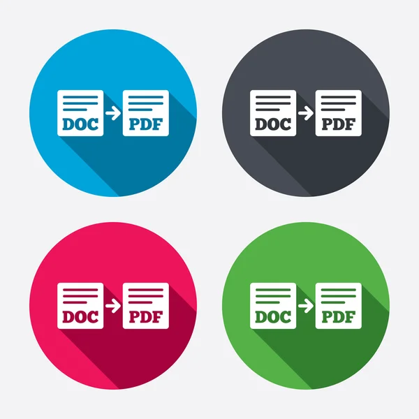Exportar DOC para ícones PDF — Vetor de Stock