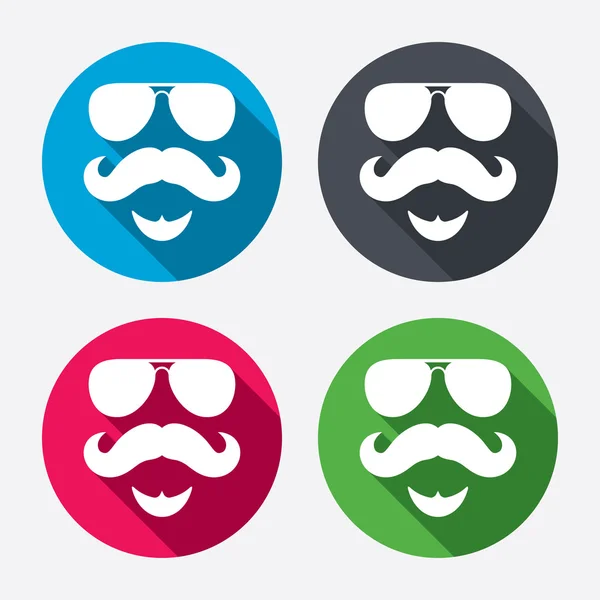 Signos de bigote y gafas — Vector de stock