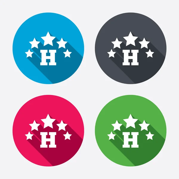 Iconos de signo de hotel de cinco estrellas — Vector de stock