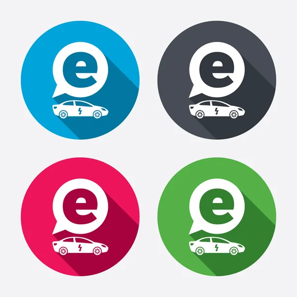 Iconos de signo de coche eléctrico — Vector de stock