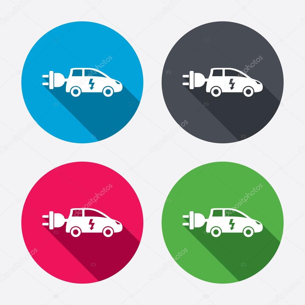 Electric car sign icons
