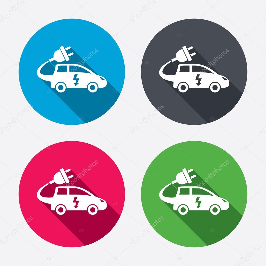 Electric car sign icons