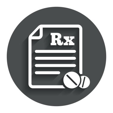 Tıbbi reçete Rx simgesi.