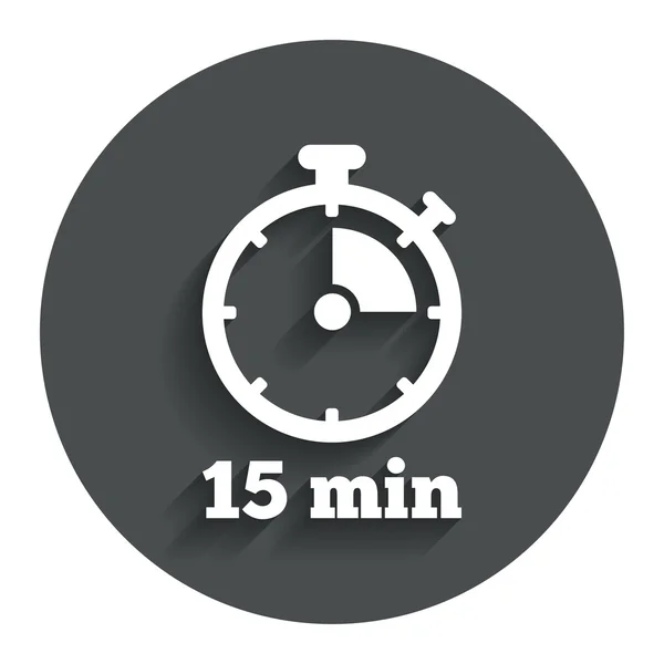 15 minutos símbolo cronómetro . — Vector de stock