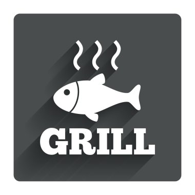 Balık ızgara sıcak simgesi.