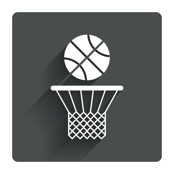 Basketbal mand en bal pictogram. — Stockvector