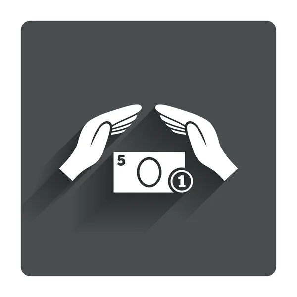 Bescherming geld pictogram. — Stockvector