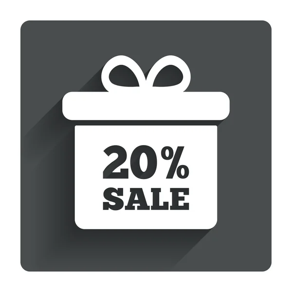 20 percent sale gift box tag icon. — Stock Vector