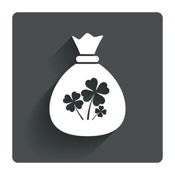Money bag with Clovers sign. — Stock Vector