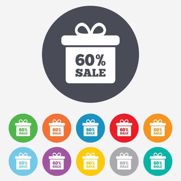 60 Prozent Verkauf Geschenkbox — Stockvektor