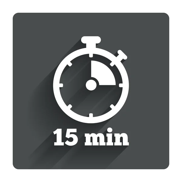 15 minutes stopwatch symbol. — Stock Vector