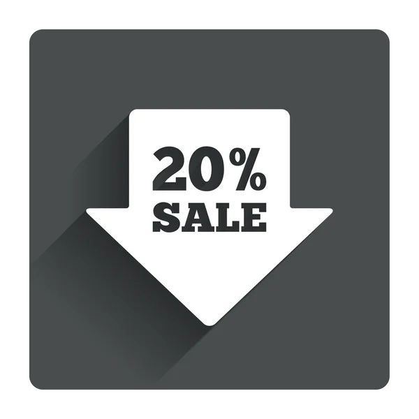Ícone de tag de seta de venda de 20 por cento . — Vetor de Stock