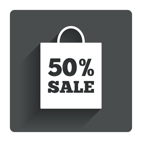 Yüzde 50 satışı çanta etiket işareti — Stok Vektör