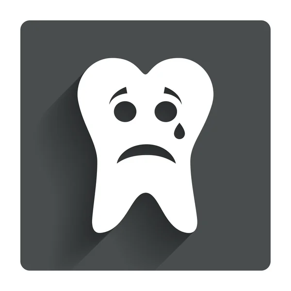 Tooth sad face with tear icon. — Stock Vector