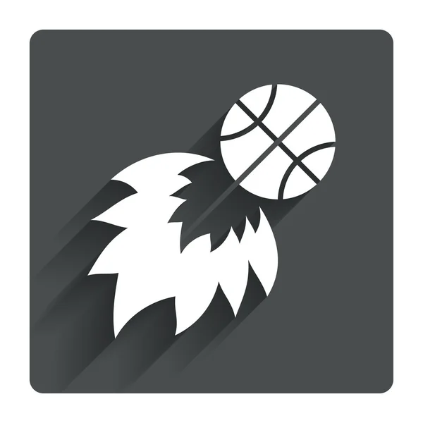 Baloncesto signo de bola de fuego — Vector de stock