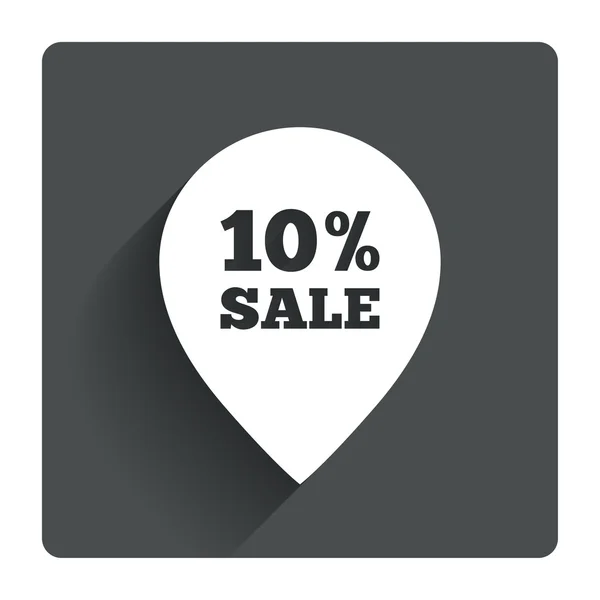 10 percent sale pointer tag icon. — Stock Vector