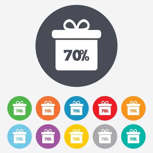 70 percent sale gift box — Stock Vector