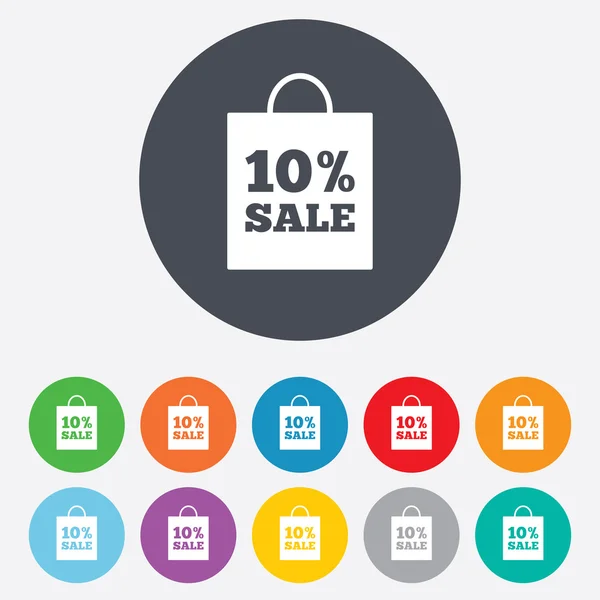 10 percent sale bag tag signs — Stock Vector