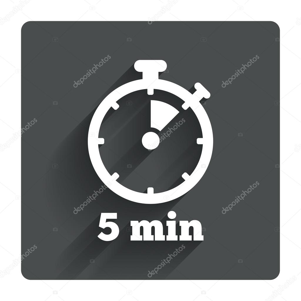5 minutes stopwatch symbol.