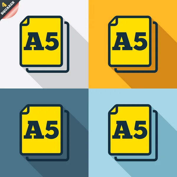 Tamaño de papel A5 iconos estándar — Vector de stock