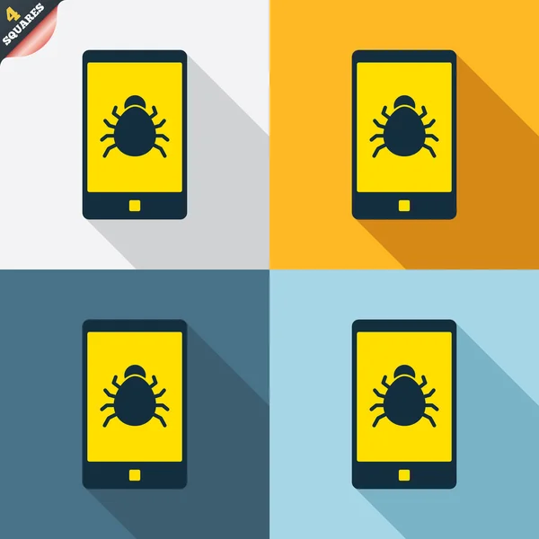 Smartphone iconos signo de virus — Archivo Imágenes Vectoriales