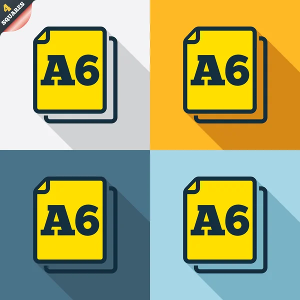 Rozmiar papieru A6 standardowe ikony — Wektor stockowy