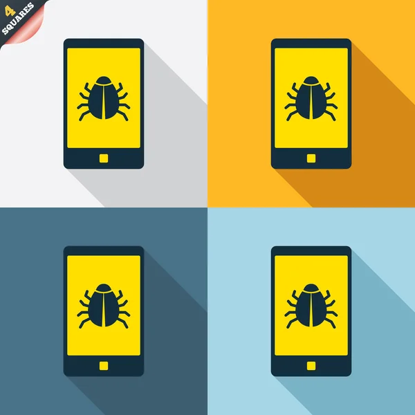 Smartphone iconos signo de virus — Vector de stock