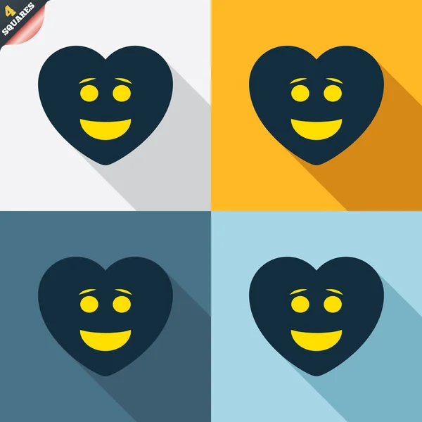 Smile hjärtat ansikte ikoner — Stock vektor