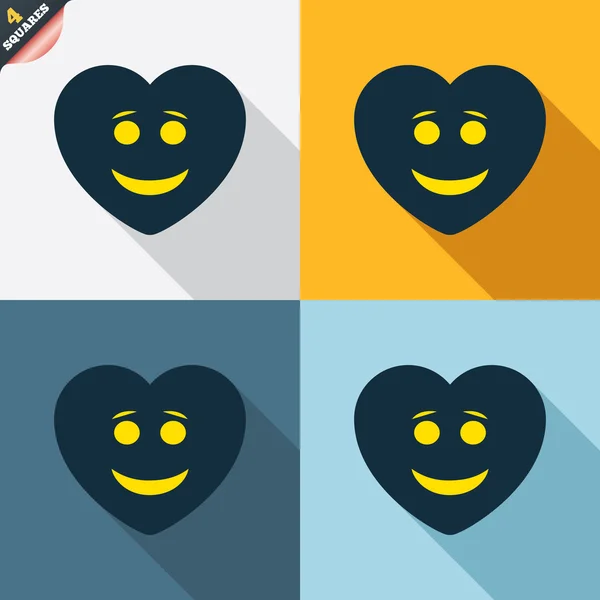 Smile heart face icons — Stock Vector