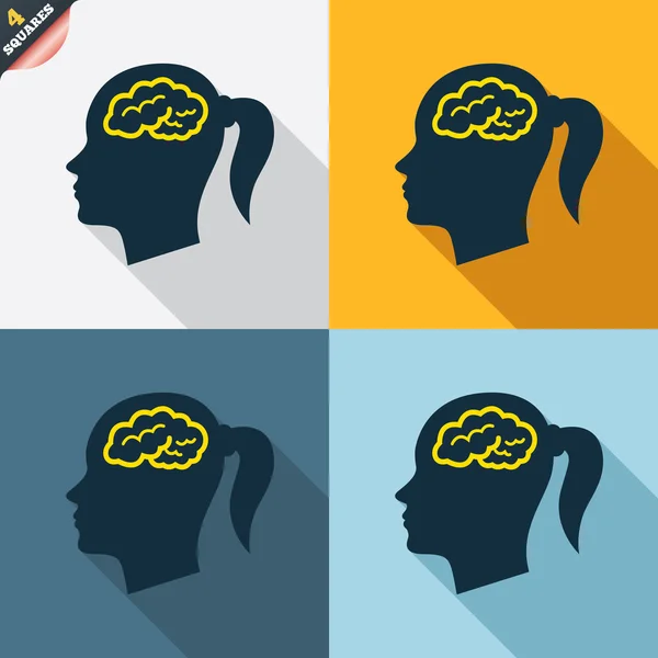 Head with brain sign icons — Stock Vector