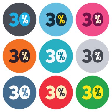 yüzde 30 indirim işareti simgeleri