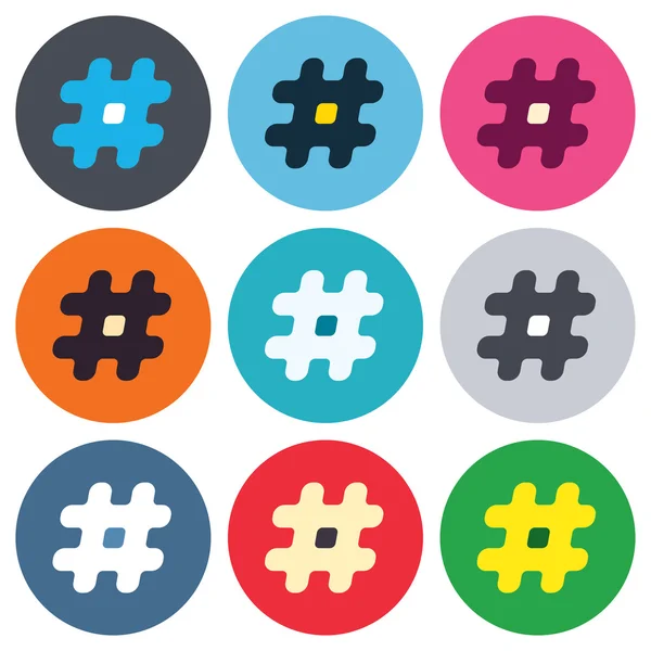 Signo de hashtag iconos — Vector de stock