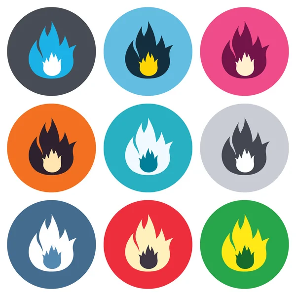 Eld flamma tecken ikoner — Stock vektor