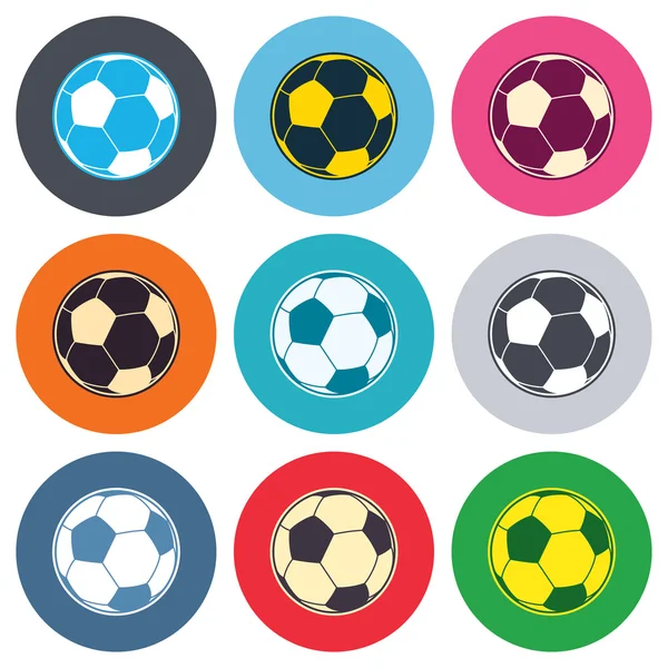 Iconos de signo de pelota de fútbol — Vector de stock