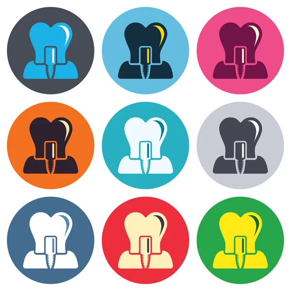 Iconos de signo de implante dental — Vector de stock