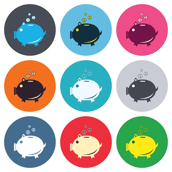 Piggy bank teken pictogrammen — Stockvector