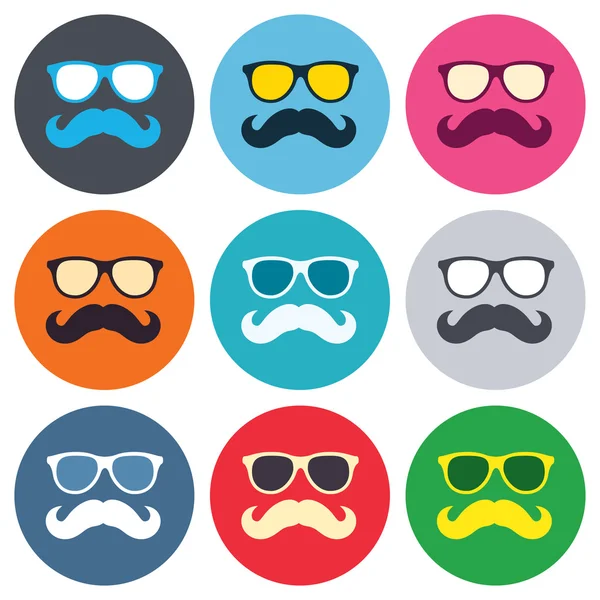 Signos de bigote y gafas — Vector de stock