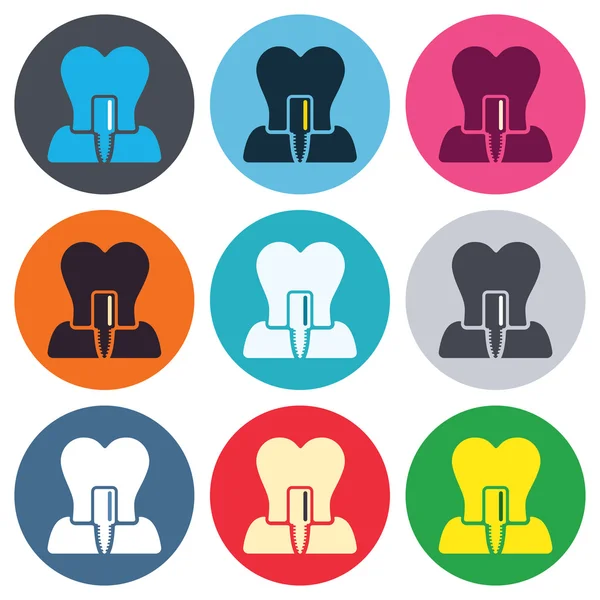 Iconos de signo de implante dental — Vector de stock