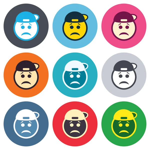 Sad rapper face signs — Stock Vector