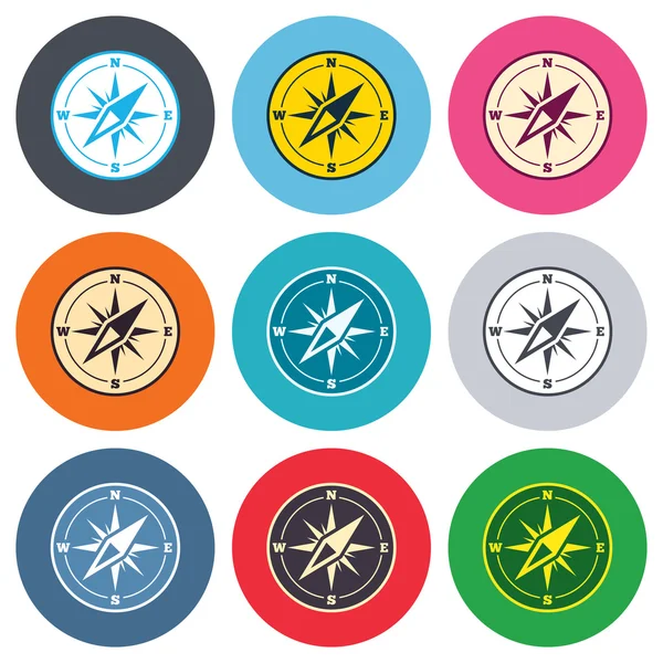 Iconos de signo de brújula — Vector de stock